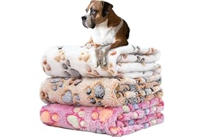 KOGSA Blankets for Dogs,1 Pack 3 Dog Blankets for Medium Dogs,Washable Pet Blanket 41" x 31",Cute Paw Pattern,Soft Puppy Blankets Pet Throw Cover for Kennel Crate Bed,Small Large Dog Blanket
