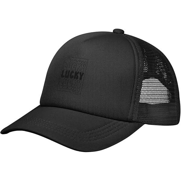 Lucky 38 Trucker Hat Adjustable Mesh Back Unisex Cap Black Polyester RIVEMUG Lucky Me I See Money Trucker Hat Mid Crown Curved  main image 4