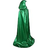 BIGXIAN Extra Long Hooded Satin Cloak, Halloween Christmas Fancy Cape