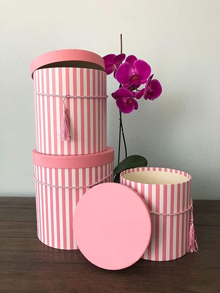 USA-SALES] Caja de Flores Redonda, Cajas de Regalo para arreglos de Flores y Regalos, Juego de 3 Unidades, con Tapas, tamaño (S/M/L): Amazon.es: Hogar