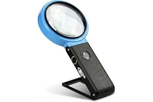VISION AID VisionAid Hands-Free Magnifying Glass with Stand, LED Lights, Loupe Handheld Illuminated Magnifier for Low Vision Seniors Coins Reading Jewelry