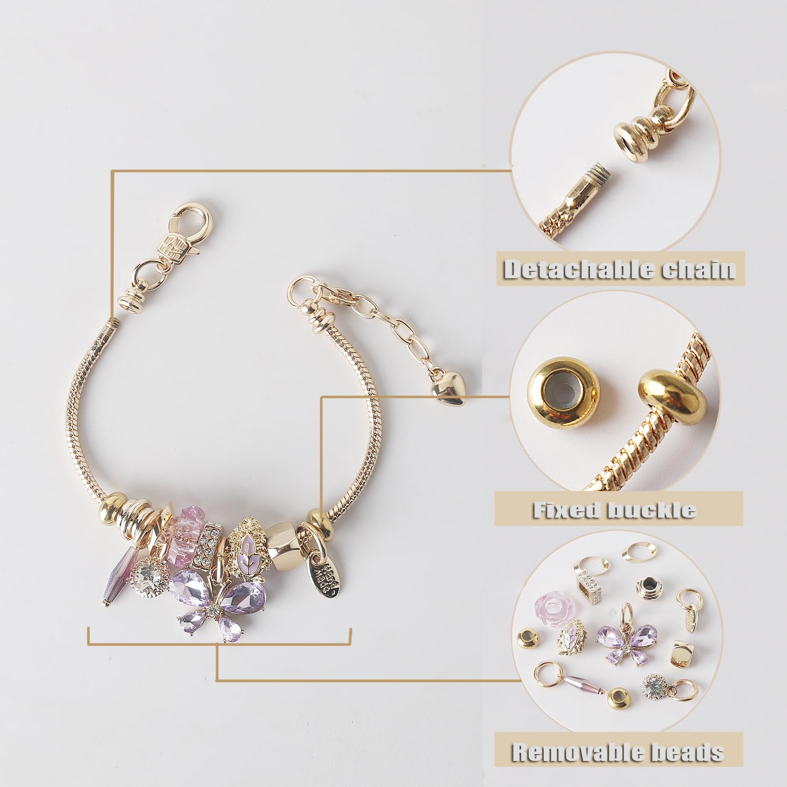 DS Charm Bracelets for teen girls exquisite cute cartoon friendship bracelet Gold Stainless Steel Bangle birthday Gift box Adjustable little girls kids jewelry holiday gifts