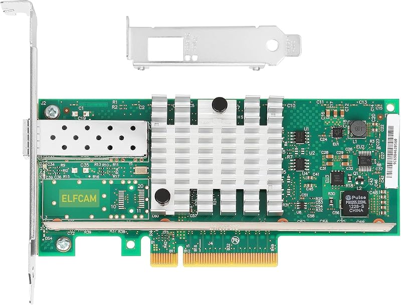 Elfcam 10Gb SFP+ NIC Intel X520-DA1 PCIe x8 Ethernet Card 1 Port Windows Linux