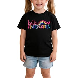 First Day of School Shirt Girls Boys Kindergarten Shirt Kids Back to School Clothes Rainbow Graphic Tees Top