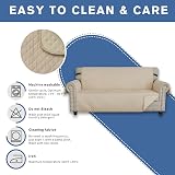 XINEAGE Quilted 3 Seater Sofa Cover Water Resistant Non Slip Beige view 7