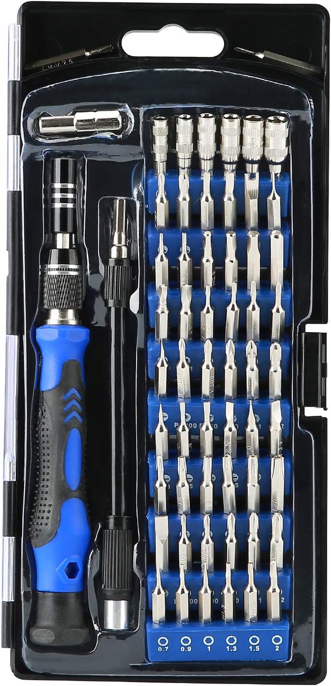 Hautton Precision Screwdriver Set, 60 in 1 with 56 bits Magnetic Screwdriver Kit, Stainless Steel Professional Repair Tools Kit for Phone, Laptop, PC, Camera, Game Console, Glasses, and More –Blue: Home Improvement