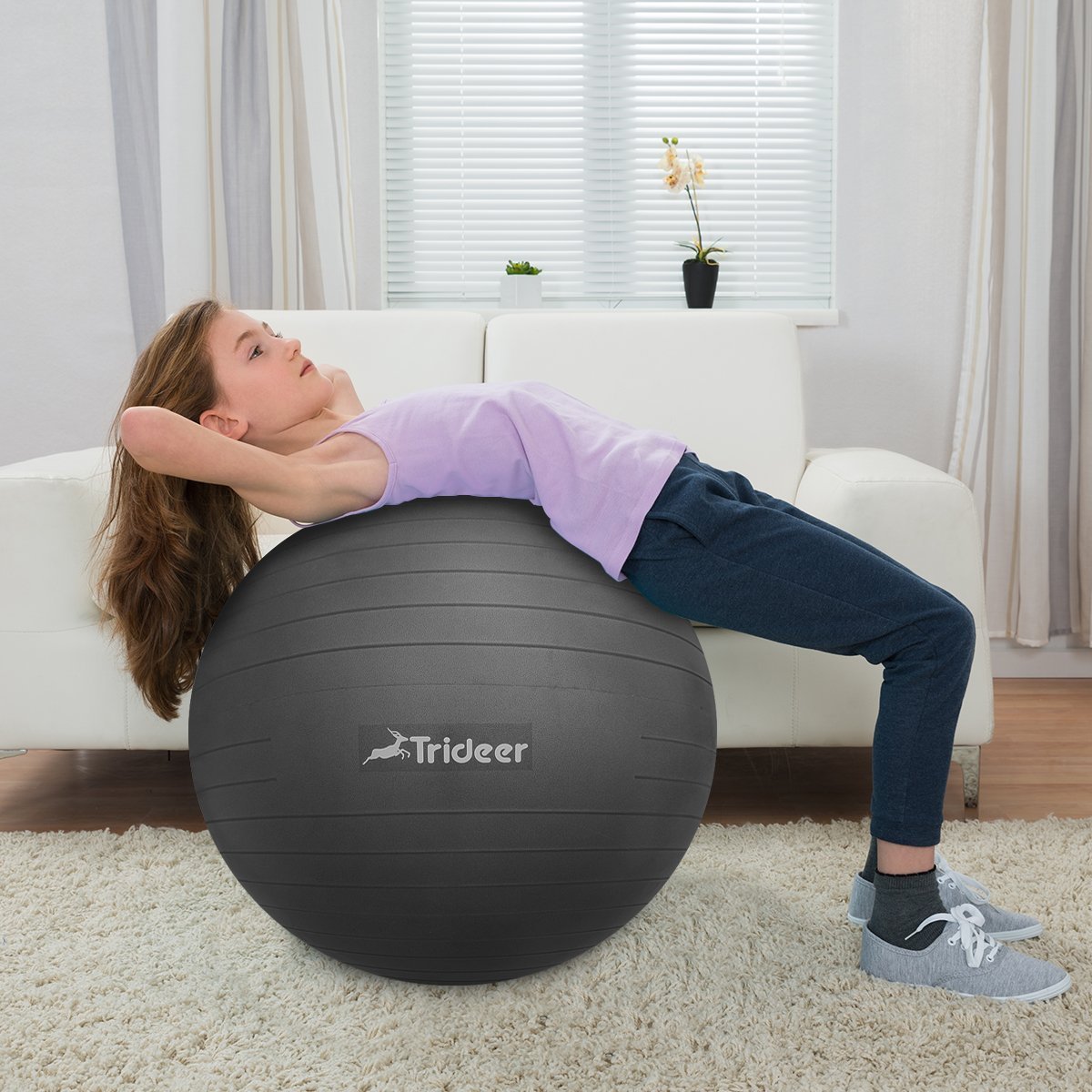 Trideer Exercise Ball (4585cm) Extra Thick Yoga Ball Chair, AntiBurst