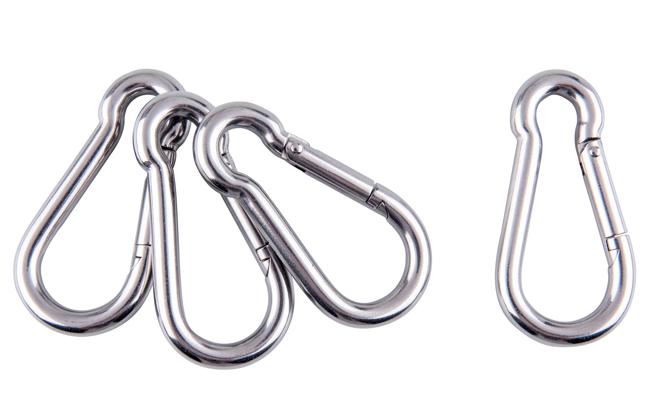 Faswin 3 Inch Stainless Steel Spring Snap Hook Carabiner, Set of 4