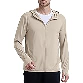 YOQYO Men's UPF 50+ Sun Protection Lightweight Hoodie Jacket Full Zip Long Sleeve Hiking Fishing Outdoor Performance