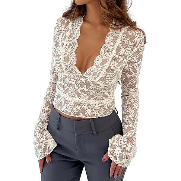 Womens Mesh Long Sleeve Tops Crew Neck Sexy See Through Tee