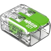 221-422 | WAGO Splicing Connector Green Range | for Solid, Stranded and fine-Stranded Conductors | 2-Conductor with levers | 24-12 AWG | Transparent housing | [100 pcs Box]