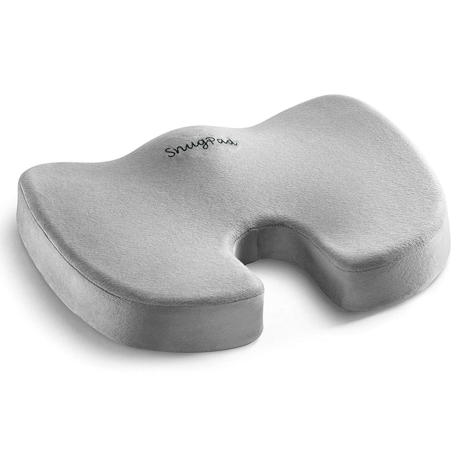 SnugPad Coccyx Orthopedic Memory Foam Seat Cushion for Back Pain Relief