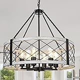 White Farmhouse Chandelier, 6-Light Rustic French