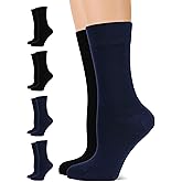 LAETAN Women's Bamboo Dress Socks, Crew for Business Trouser Casual, Soft, Thin & Seamless, Size 6-9/9-12 (3, 4 or 5 Pairs)