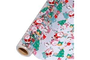 shareluck 100ft Christmas Cellophane Wrap Roll - Xmas Cellophane Wrap for Christmas to Wrap Gift Basket, Treat, Wine, Party Decoration. (100ft Long x 16” Wide x 2.5Mil)