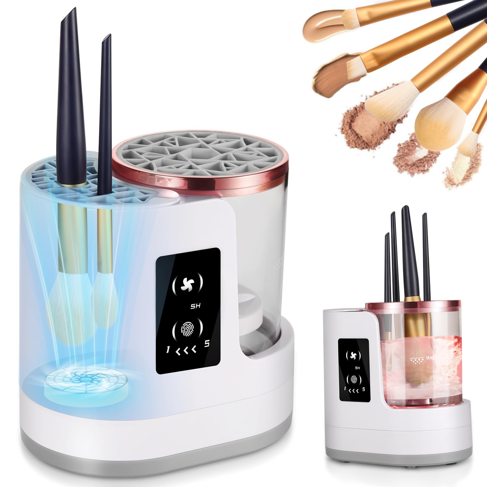 Photo 1 of 3 IN 1 Electric Makeup Brush Cleaner Machine - 2/5 Hour Drying, One-Touch Touchscreen Makeup Brush Cleaner Machine, Universal Fit for All Brush Sizes, Efficient Wash & Dry