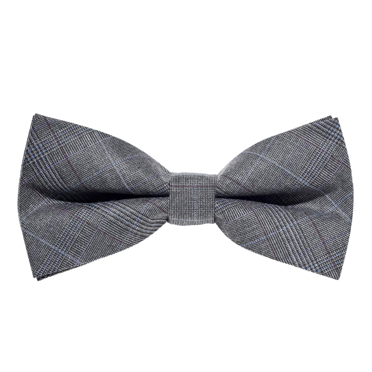 MASADA corduroy bow tie grey plaid with light blue and bordeaux stripes - men's accessory in vintage look, continuously adjustable, handmade with hook closure - 12 x 6 cm