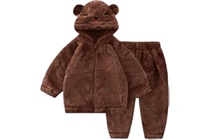 JiAmy Baby Toddlers Fleece Hoodie Set, Zipper Winter Tracksuit 2 Pcs Pullover Sweatshirt Girls Boys 12 Months-4 Years