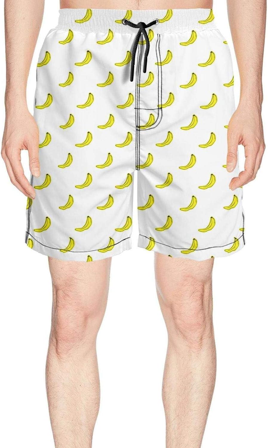 Qdjahidn Cartoon Banana Patterns Design Man's Shorts Classical Surfing Board