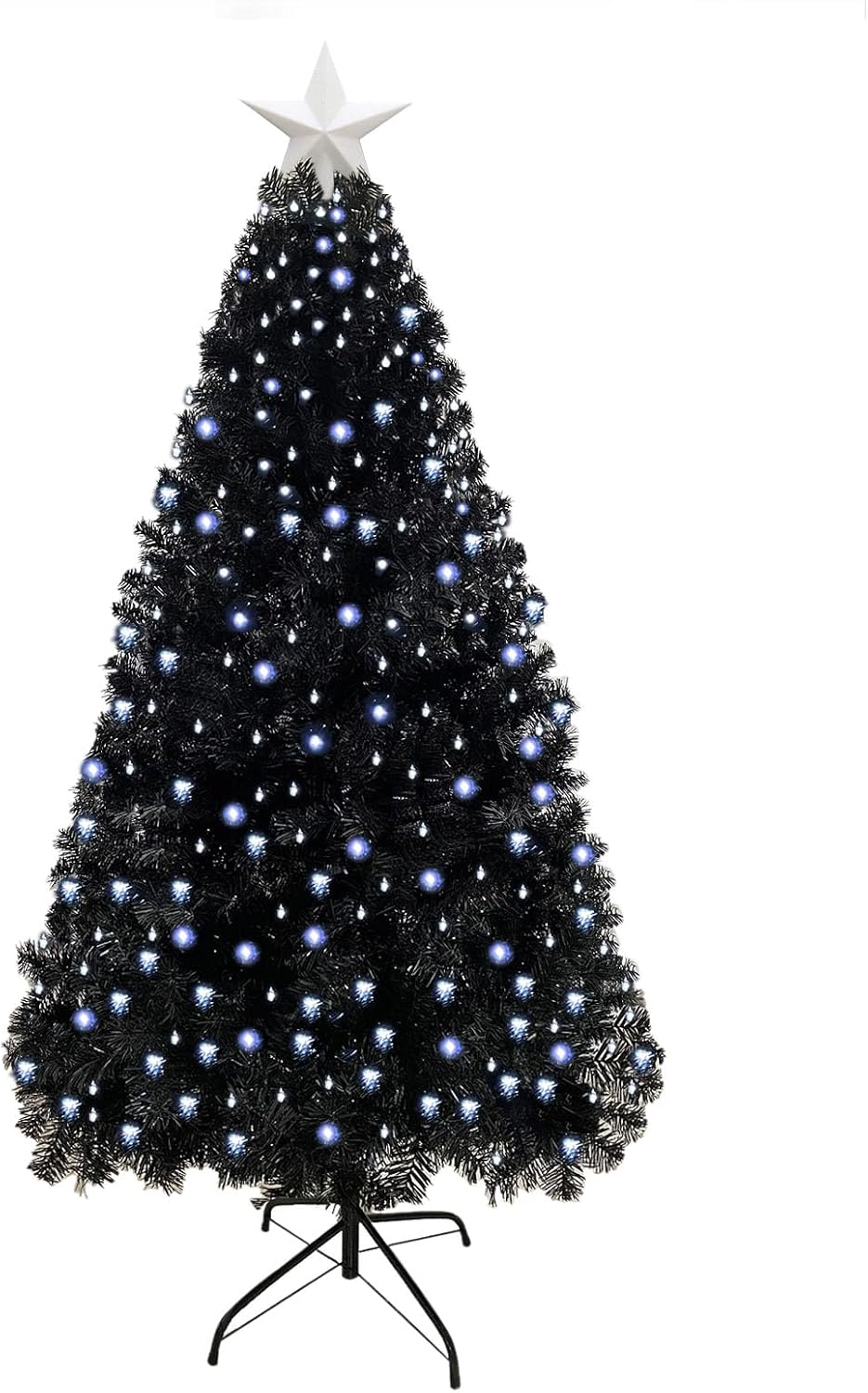 Trees - KTKDE 6ft Artificial Black Christmas Tree Outdoor Black Trees Halloween Christmas Decor with 1005 Branch Tips Led String Lights Pencil Christmas Trees for Indoor Holiday Office Party Decoration