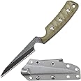 Ccanku C1291 Fixed Blade Knife Outdoor Camping Hunting Field Knife D2 Blade with Micarta Handle Waist Clip EDC Kydex Sheath(Green)