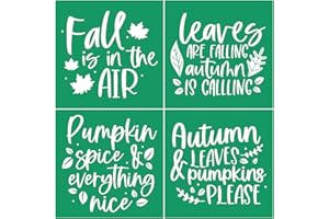 DGAGA Fall is in the Air Silk Screen Stencils Reusable Self Adhesive Chalk Mesh Stencils Autumn Silkscreen Transfers for Painting on Wood,Craft,DIY Farmhouse Screenprinting Starter Kit for Chalk Paste