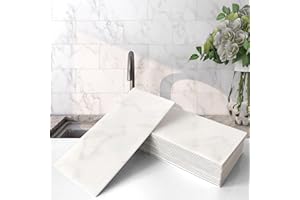 VAOVI Peel and Stick Backsplash Subway Marble Tiles,Kitchen Wall Bathroom Shower Individual Tile Stickers 3.93inx7.87in(23Til