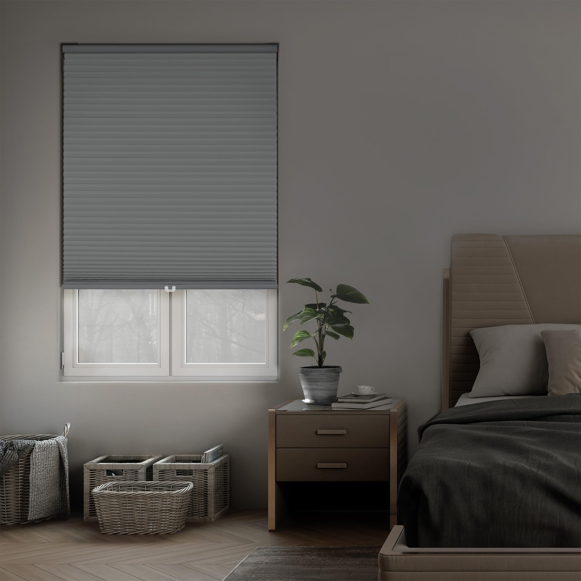 Photo 1 of DEZ FURNISHINGS Cordless 1.5" Blackout Cellular Shade, Energy Saver, 72" W x 36" H, Gray Cloud