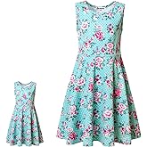 Jxstar Matching Girls & Doll Flower Dresses Sleeveless Summer 18" Dolls Clothes
