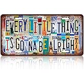 Vintage License Plate Inspirational Quotes Wall Decor Every Little Thing Is Gonna Be Alright Metal Tin Sign For Bar Home 12 x 6 Inches