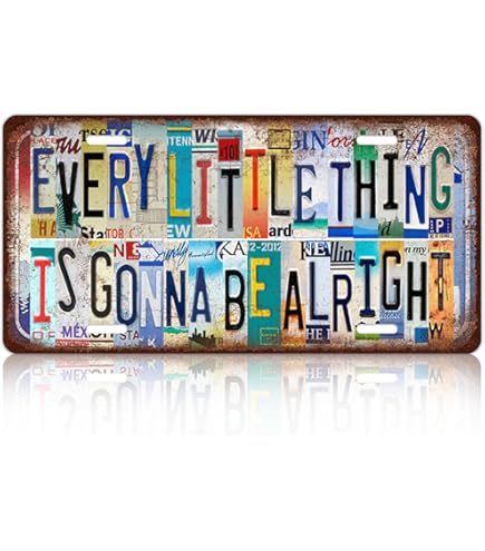 Póster De Metal Retro Con Mensaje Every Little Thing Is Gonna Be Alright - Decoración Pared Hogar, Café