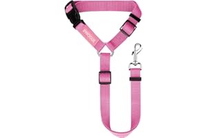 BWOGUE Pet Dog Cat Seat Belts, Car Headrest Restraint Adjustable Safety Leads Vehicle Seatbelt Harness (1 Pack, Pink, Not Ela