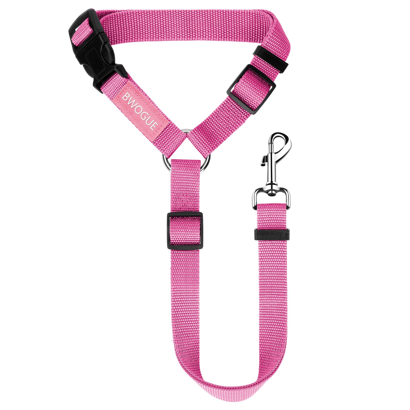 BWOGUE Pet Dog Cat Seat Belts, Car Headrest Restraint Adjustable Safety Leads Vehicle Seatbelt Harness (1 Pack, Pink, Not Elastic)