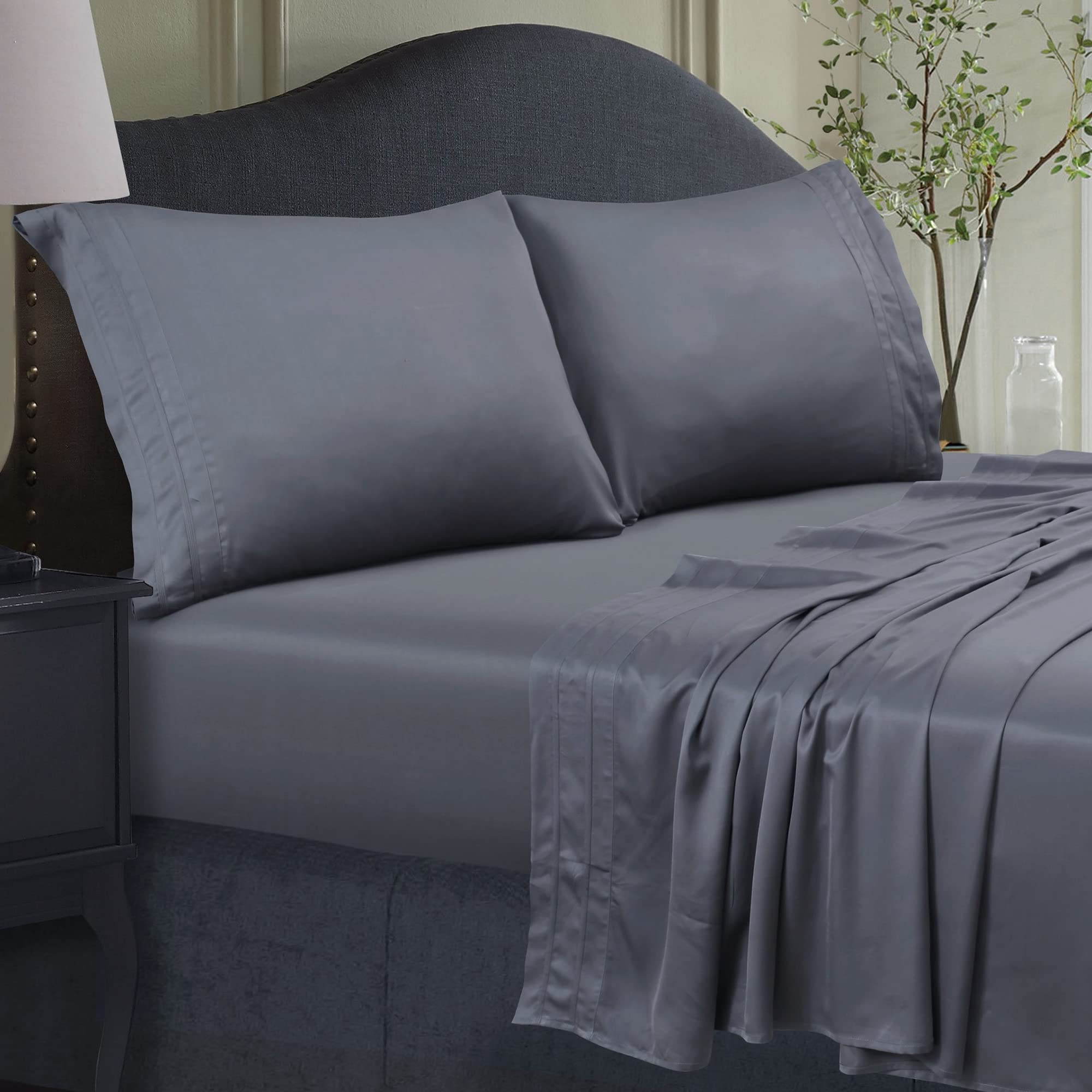 Tribeca Living BAMB300SSTWST 300 TC Rayon from Bamboo Deep Pocket Sheet Set, 3 Piece, Steel Grey