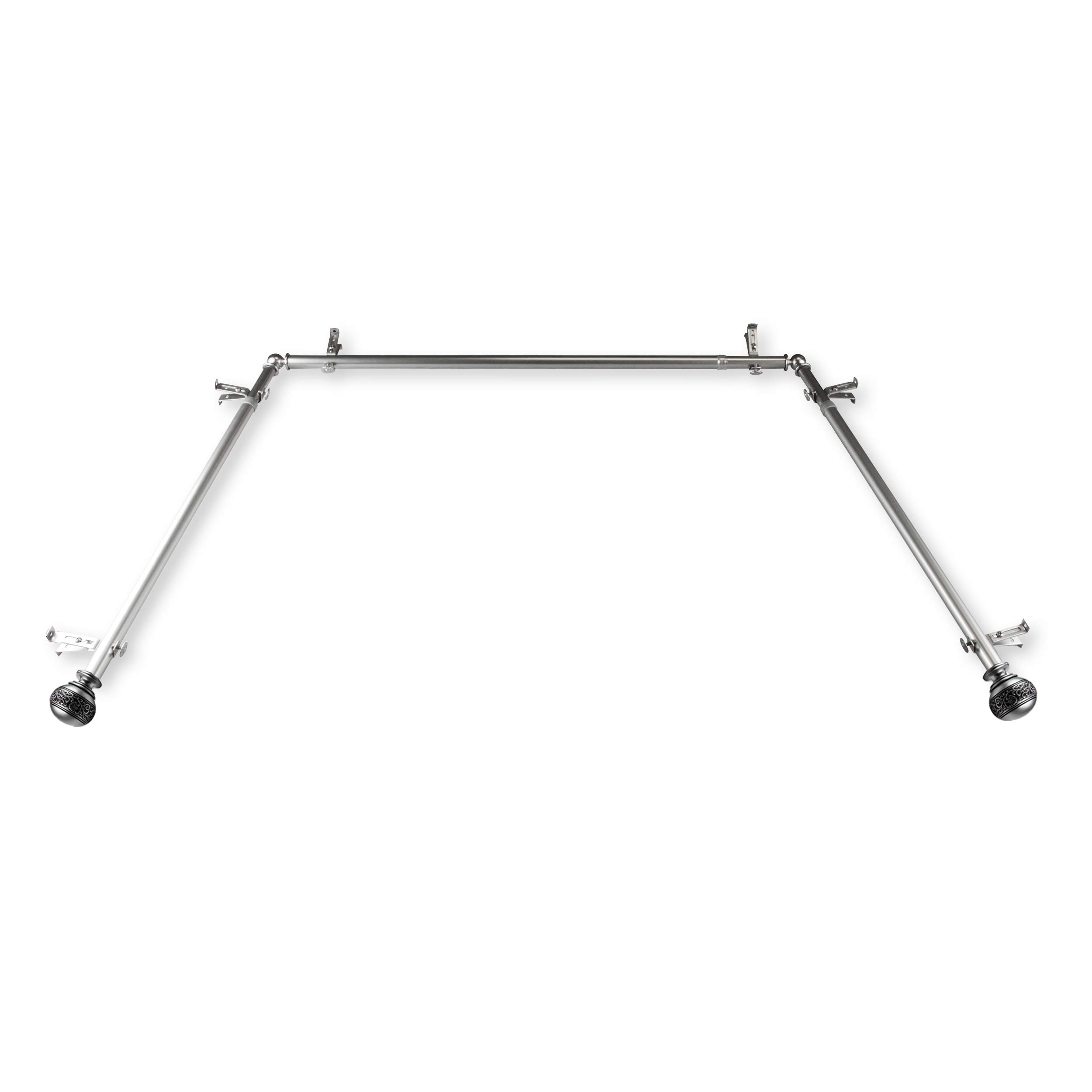 13/16" Nathan Bay Window Curtain rod 20-36", 38-72" - Satin Nickel