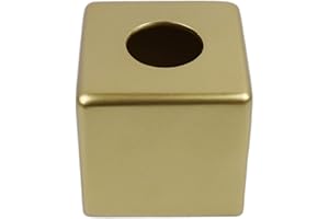 Hymmah Matte Gold Square Tissue Box Cover Holder,Bathroom Accessories Decor Unique Design Tissue Box Cover for Bathroom Vanity Counter Tops for Bedrooms and Living Room