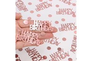 Blopee Rose Gold Birthday Confetti - 270 PCS Glitter Happy Birthday Decorations for Table