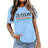 Autism Awareness Shirt Women Autism Acceptance Shirts Mental Health Tees Casual Inspirational Short Sleeve Tee Tops