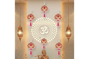 SMIZZY ; (RE)TOUCHING LIVES Smizzy Lotus Indian Diwali Decor Gift Item Floral Wall Hangings Temple | Pooja Room Decoration Items | Back Dropper | showpiece for Home Decorative (Pack of 6, 10 Inch Long Each, Pink)
