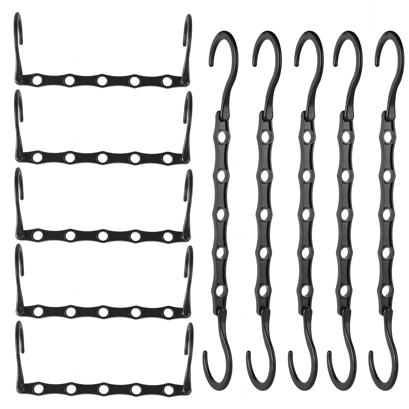 Rainberg 6pcs Magic Clothes Hangers Space Savers, Coat Hangers Space Saving, Wardrobe Space Saver Hangers. (Pack of 6, Black)