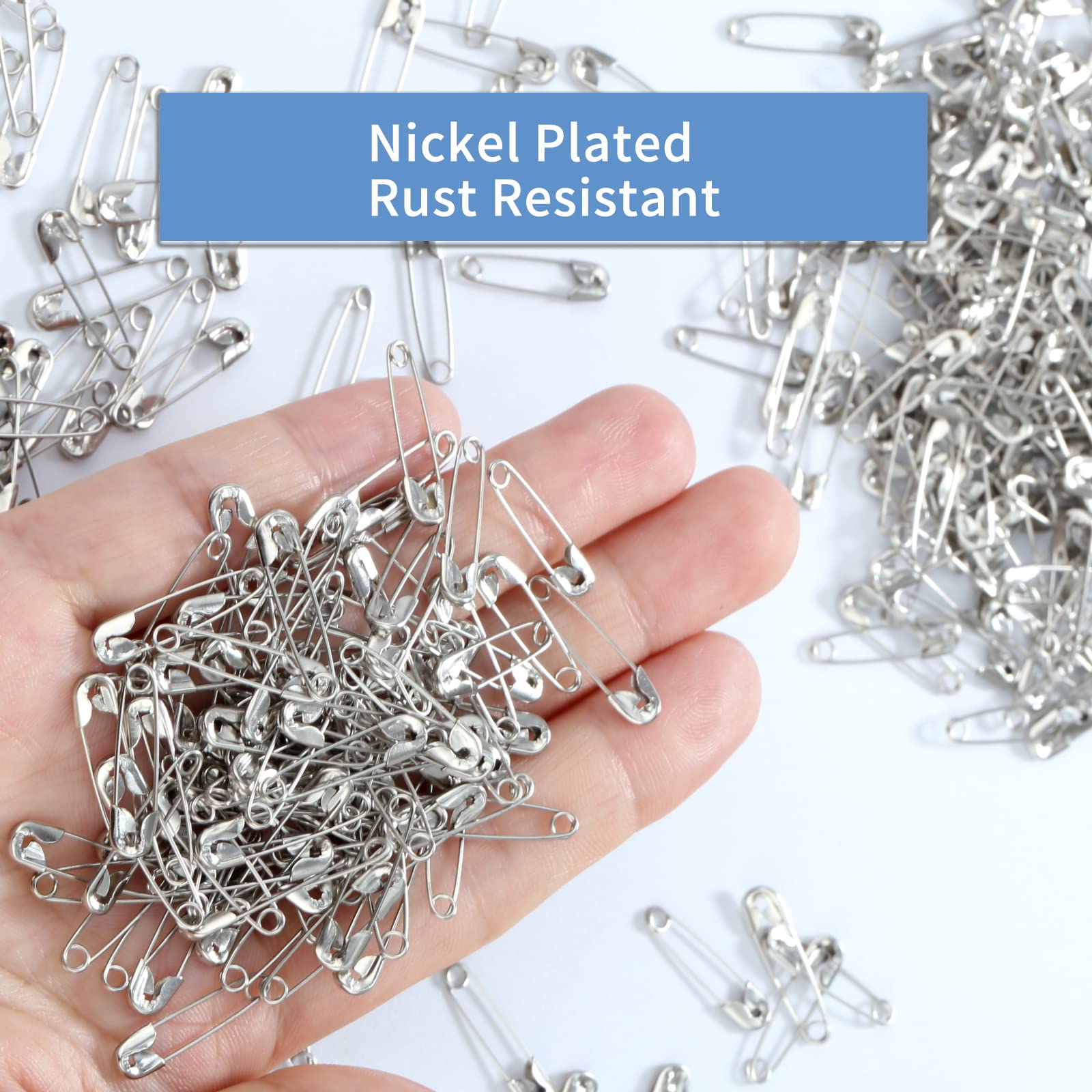 1,000 Pack Mini Safety Pins 0.75 inch (19mm), Small Safety Pins for Clothes, Tiny Safety Pin