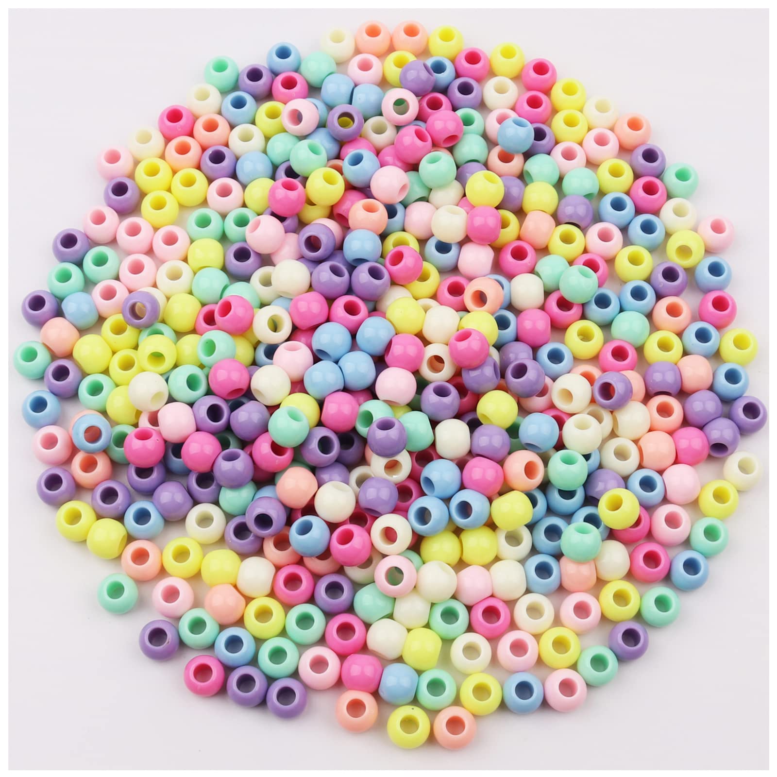 HUASUN Pony Beads - 400pcs 10mm Colorful Acrylic Pearls for Jewellery Making, Home Decor, Bracelet, Necklace, Keychain, Phone Strap