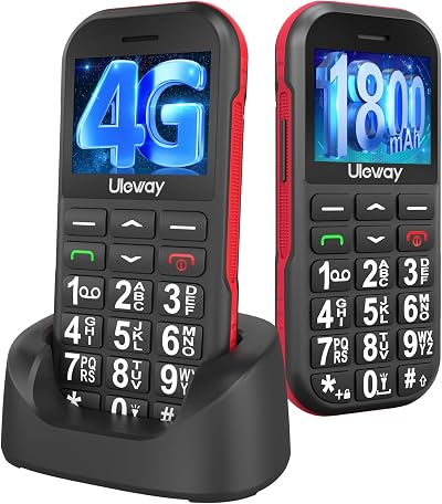 CHAKEYAKE 4G Big Button Senior Phone 1800mAh SOS Flashlight FM Radio Unlocked