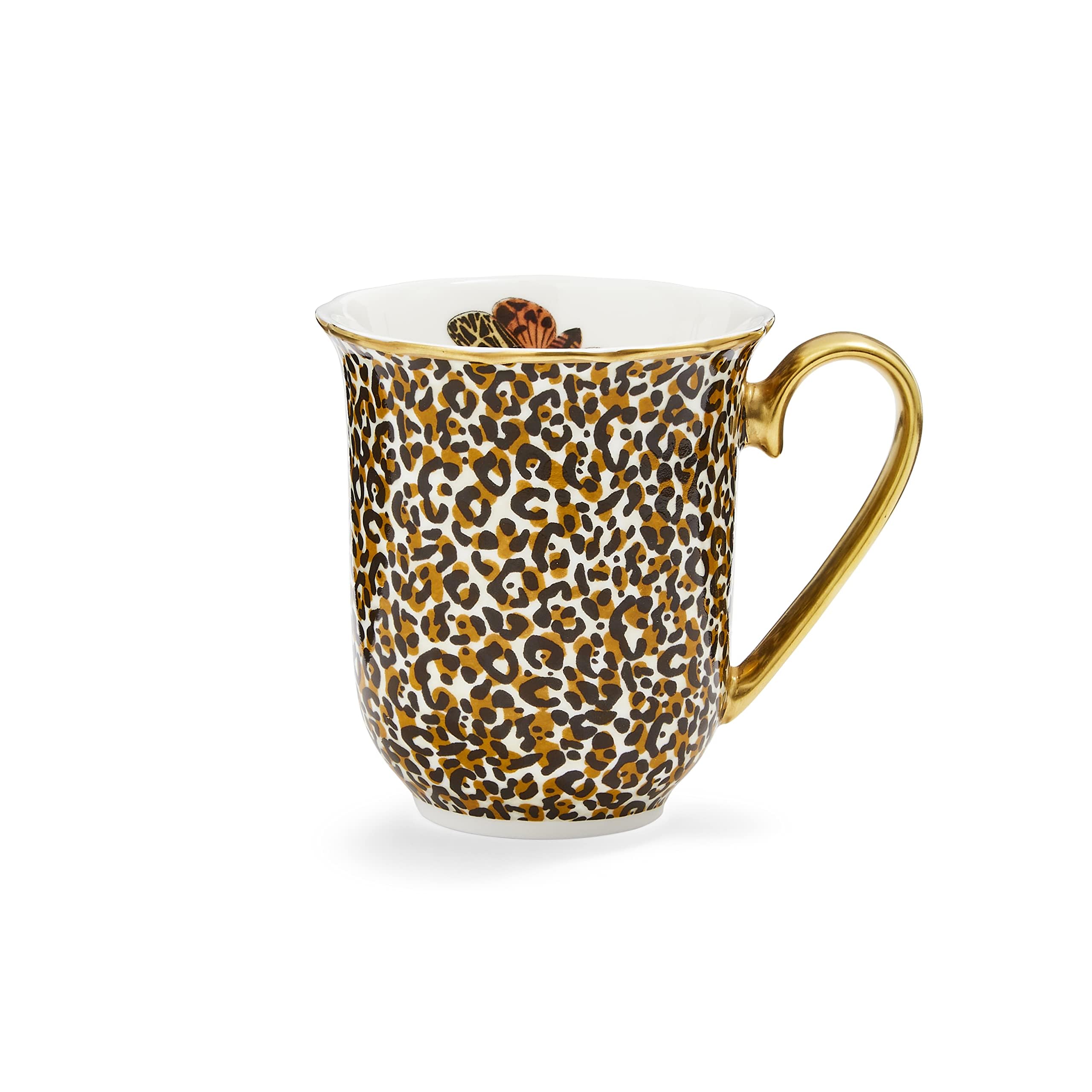 Spode x Creatures of Curiosity Coffee Mug - Leopard Print Design with Luxe Gold Handle, Fine China Mug with 22-Carat Gold Detailing, 340ml — image 1