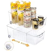 OZEPLASC Refrigerator Organizers and Storage 2pcs Rolling Storage Bins Fridge Organizer BPA-Free Refrigerator Organizer for Deep Cabinet