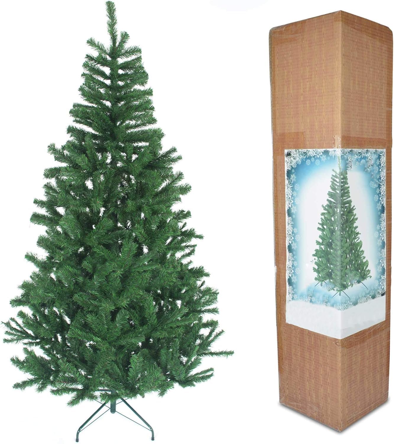 5ft/1.5m Alaskan Pine Green Artificial Christmas Tree 390 Tips with Metal Stand Xmas Home Decorations 150Cm