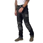 Ellobird Men's Cargo Construction Flex Work Pant for Men Double Knee Reinforcement Stretch Elastic Waistband Tactical Pants