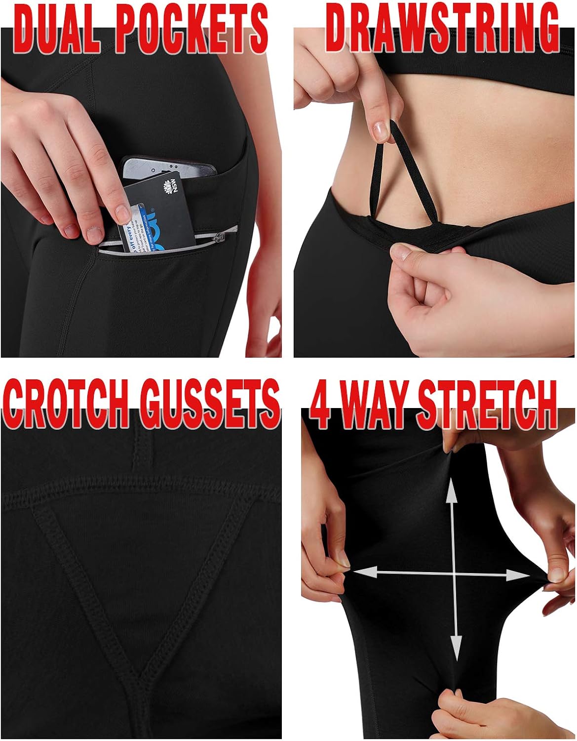 ODODOS Women's High Waisted 21" Inseam Dual Pockets Workout Capris, Yoga Running Gym Athletic Capris Leggings: Clothing