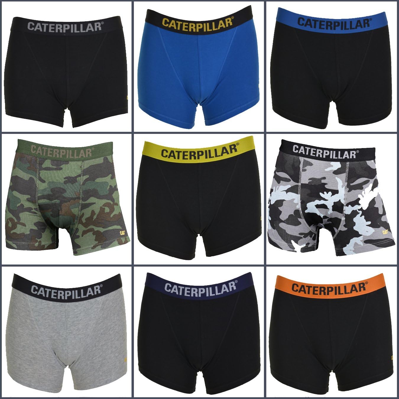 Designer Caterpillar (CAT) Deluxe Mens Boxer Shorts/Trunks Multipack Assortment - Great Value Sets (Colours May Vary)