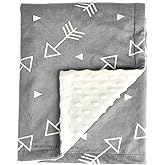 BORITAR Baby Blanket Super Soft Minky with Double Layer Dotted Backing, Little Grey Arrows Printed 30 x 40 Inch, Receiving Bl